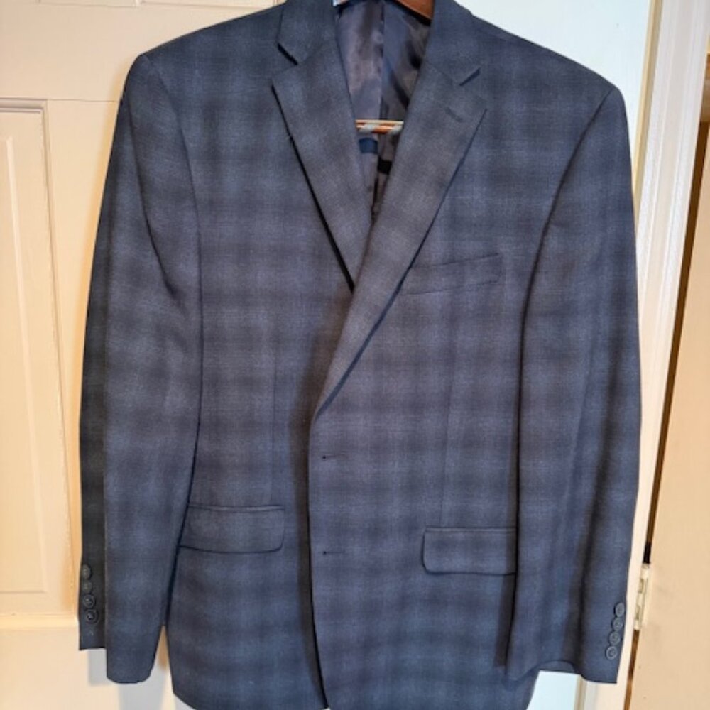 CALVIN KLEIN Navy Pattern Wool Sports Jacket